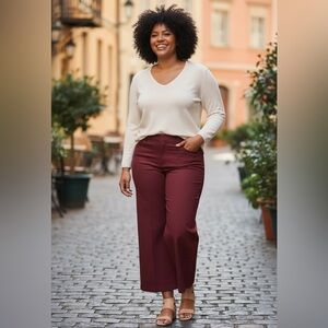 NWT Tribal Women’s Burgundy Stretch High Rise‎ Ankle Trousers Pants Fall Winter
